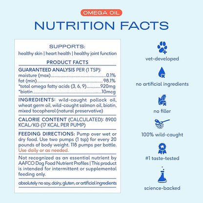 Native Pet Omega 3 Fish Oil for Dogs & Cats – Wild Alaskan Salmon Oil for Dogs Skin and Coat, Supports Joints, Heart & Shedding – Fast-Absorbing Omega 3 6 9 Liquid Supplement – 8oz