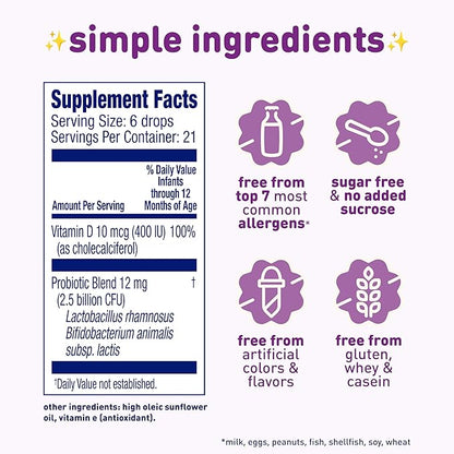 Enfamil Prenatals & Baby Vitamins Dual Probiotics Drops, Supports Baby's Immune & Digestive Health*, 8.7mL Bottle