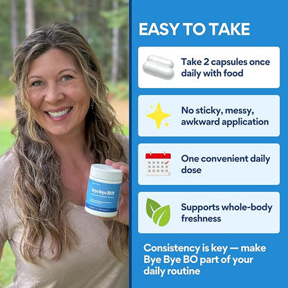 VoomVaya Bye Bye BO – Body Deodorizing Supplement for Women Over 40 – Chlorophyll Pills with Sage & Peppermint – Internal Deodorant for Body Freshness – 60 Capsules