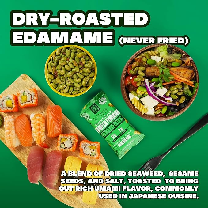 Where You Bean Edamame Beans Snack (Seaweed Furikake) - Crunchy and Dry Roasted Edamame Beans - High Protein Snacks, Keto and Vegan Healthy Snacks for Adults & Low Carb Asian Snack 0.9 oz (Pack of 8)