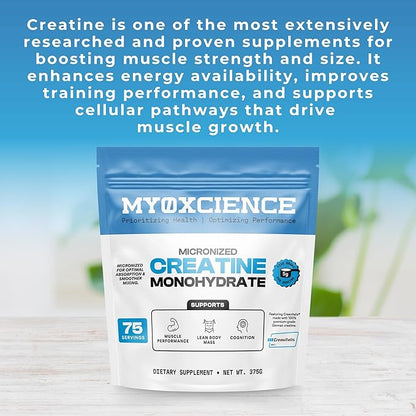 MYOXCIENCE Micronized Creavitalis Creatine | The World’s Purest Micronized Form of Creatine Monohydrate | Supports Muscle Performance, Lean Body Mass, & Cognition | 75 Servings