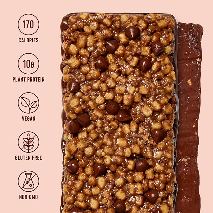 Mezcla Puff-Crispy Plant Based Protein Bars - Hot Chocolate - Healthy Snacks for Kids & Adults - Granola Bars for School, Travel, & Office Snacks - Gluten Free, Vegan, Non GMO, 10g Protein - 12 Count