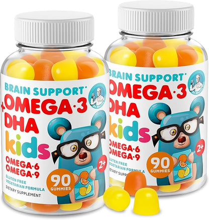 DR. MORITZ Omega 3 Kids Gummies (180 Count), Vegan Omega3 Gummies for Kids with No Fish Oil, Vitamins for Brain & Heart Health, Gluten-Free Omega 3 6 9