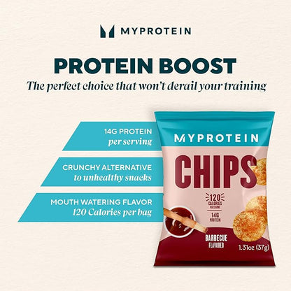 Myprotein Crunchy Protein Chips Barbecue (6 x 37g Packs), 14g High Protein Snacks, Ready-to-Eat Chips, 120 Calories Per Serving, Post Workout Crisps Treat