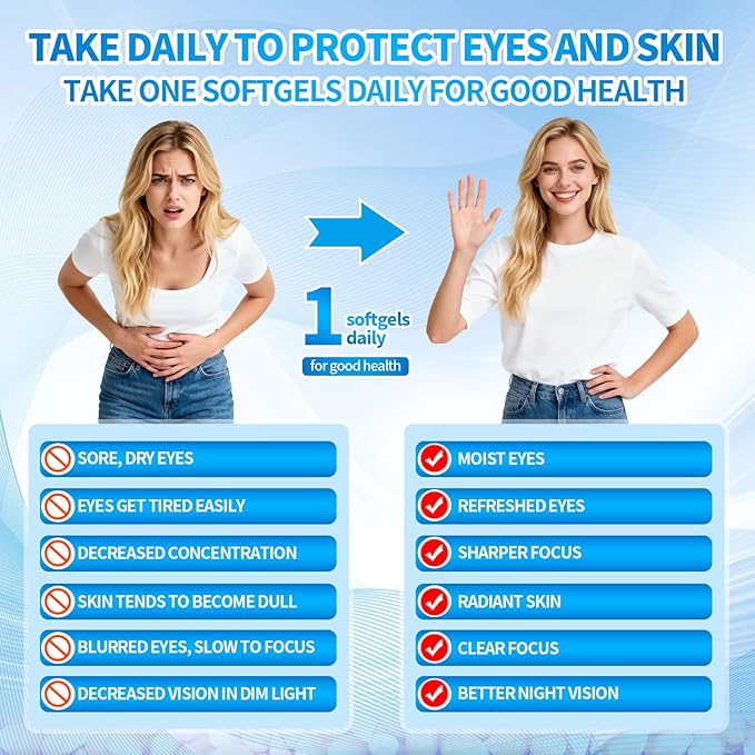 14-in-1 Astaxanthin 12mg & Lutein 40mg with Zeaxanthin Supplements, 12 Month Supply, Fresh Microalgae Source, Supports Eye, Skin, Antioxidant, Joint, Circulatory Health, Non-GMO, Gluten Free, 2 Bag