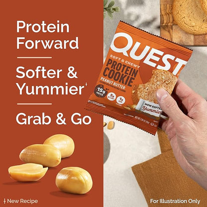 Quest Nutrition Peanut Butter Protein Cookie, 15g Protein, 1g Sugar, 5g Net Carbs, Keto Friendly, High Protein, Low Carb, 12 Count