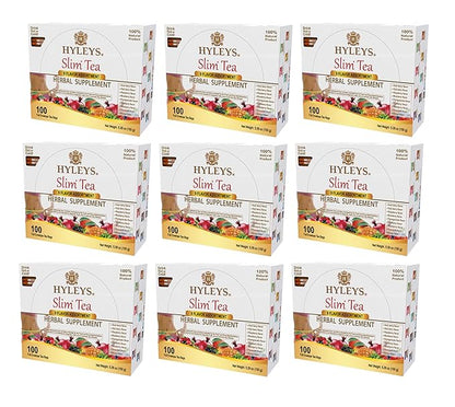 HYLEYS Slim Tea 9 Flavor Assortment 100 Ct - Weight Loss Herbal Supplement Cleanse and Detox - 100 Tea Bags (9 Pack) - Herbal Tea Variety Pack