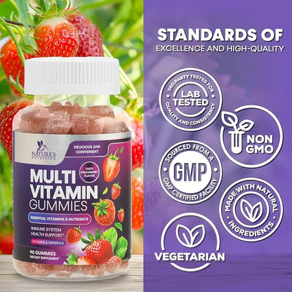 Multivitamin Gummies for Adults - Daily Adult Multivitamins Gummy with Vitamins A, C, D, B12 for Women & Men, Immune Support Gummy Multivitamins Supplement, Adult Multi VIT Vitamin - 90 Gummies