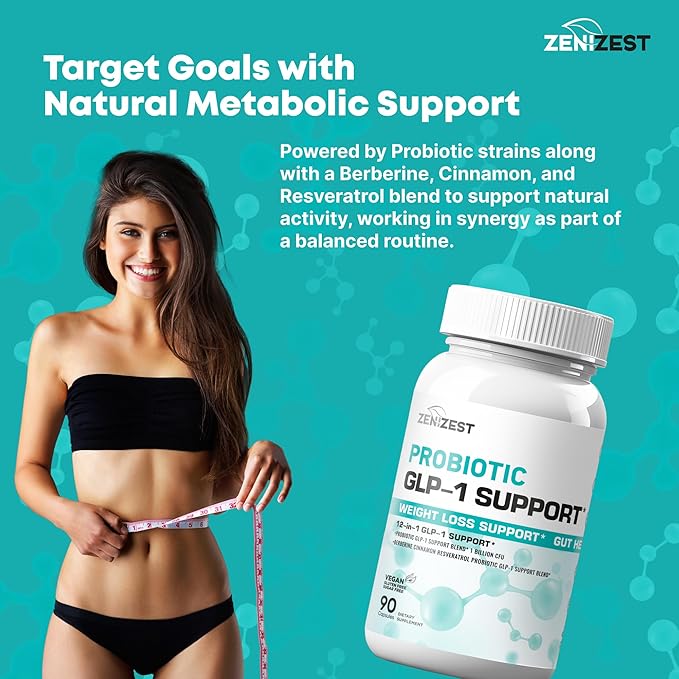 GLP-1 Support Probiotic Weight Loss Support Supplement - Women Men GLP1 Support with Berberine - Natural Keto Daily Oral Appetite Suppressant Hunger Control Metabolism Fat Burn Gut Health
