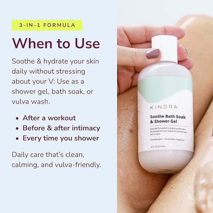 Kindra Soothe Feminine Wash - pH Balanced Unscented Intimate Wash - OBGYN Recommended for Vulva Dryness, Odor, Anti Itch, Infection Prevention, and Irritation - Vaginal Health Safe