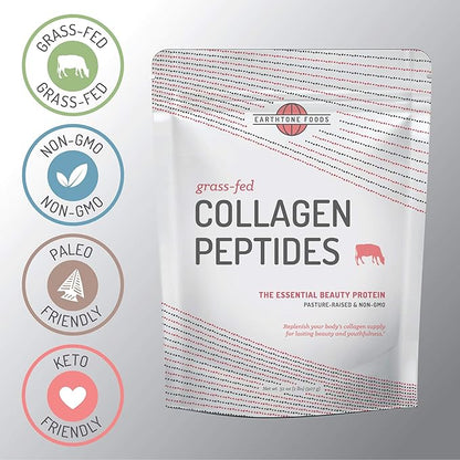 EARTHTONE Collagen Peptides Powder | Paleo-Friendly Hydrolyzed Grass-Fed Non-GMO Protein, 16 oz