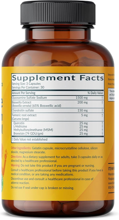 Futurebiotics Glucosamine Chondroitin Turmeric & MSM Advanced Joint Formula, Supports Healthy Joints & Mobility - Non-GMO, 90 Capsules