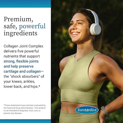 EuroMedica Collagen Joint Complex - Collagen Supplement for Joint Health Support - Dietary Supplement with Boswellia Extract & Type II Collagen - Lower Back & Knee Support Supplement - 60 Capsules