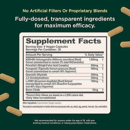 Genius Test, Advanced Testosterone Booster for Men - Natural Stamina, Endurance, Energy & Strength Enhancing Supplement - Lean Muscle Builder, Brain & Libido Support Male Supplements, 120 Veggie Pills