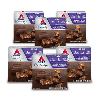 Atkins Endulge Milk Chocolate Caramel Squares, Dessert Favorite, Good Source of Fiber, 1g Sugar, 90 Count