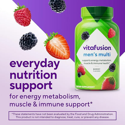 vitafusion Adult Gummy Vitamin Supplement for Men, Berry Flavored, A, C, D, E, B6, B12, Daily, 120 Count, 60 Day Supply