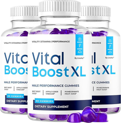 (3 Pack) Vital Boost XL Gummies - Official VitalBoost XL Gummys For Men Premium Natural Ingredients - Maximum Strength, Advanced Formula Support For Overall Health & Wellness, 180 Gummies For 3 Months