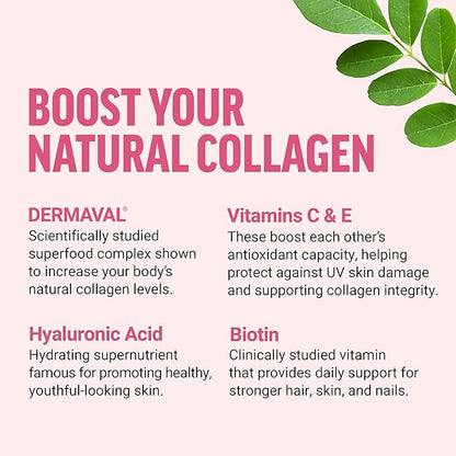FORCE FACTOR Collagen Boosting Superfoods, Vegan Collagen Booster for Women, With Biotin, Hyaluronic Acid, and Vitamin C, For Hair, Skin, Nails, & Joint Support, Tropical Fruit, 180 Soft Chews, 3-Pack