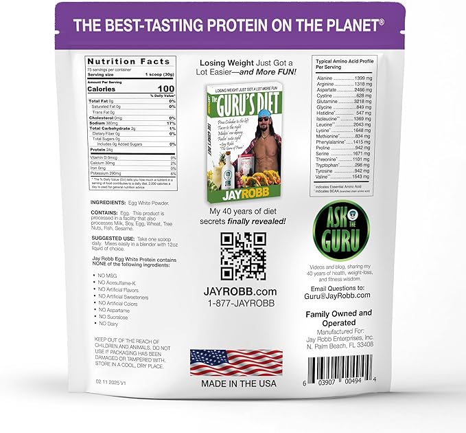 JAYROBB Unflavored Egg White Protein 80 oz, 5 Pound Bag