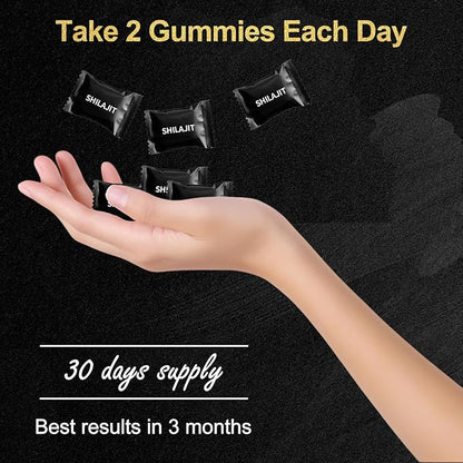 Shilajit Gummies, Form Himalayan Shilajit, with Ashwagandha Gokshura, No Added Sugar Non-GMO 100% Natural & Organic, Fulvic Acid & 85+ Trace Minerals for Men, Women | 60 Gummy