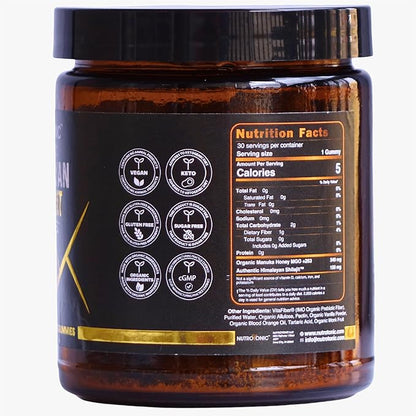 NutroTonic® Organic SHILAJIT Gummies | Apple Cinnamon Flavor | Shilajit for Men & Women | No Added Sugar, Sweetened by Manuka Honey | Clean Formula | Natual Source of Urolithin | 30 Gummies