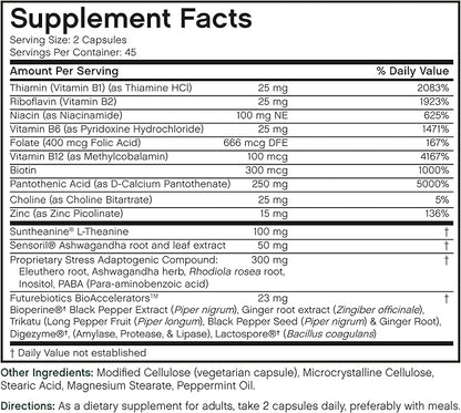 Futurebiotics Stressassist L-theanine Ashwagandha and Rhodiola Rosea Stress Complex - Natural Nutritional Stress Function, 90 Vegetarian Capsules