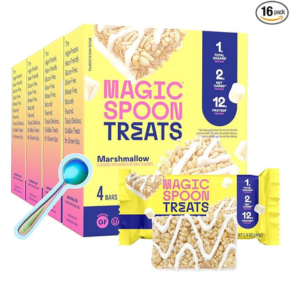 Magic Spoon Treats - 16 High Protein Bars, Marshmallow - High Protein Gluten Free Snack - Sugar & Grain Free Protein Cereal Bar - Low Carb & Keto Friendly - Healthy Snacks for Adults
