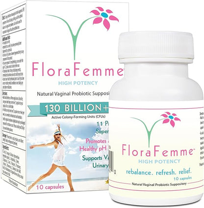 pH Vaginal Probiotics Suppository - Supports pH Balance of Yeast & Bacteria for Feminine Freshness. Supports Restoration of Healthy Vaginal Flora & Vaginal Odor Management