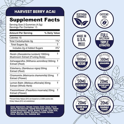 Troomy Recovery Gummies - Ashwagandha and Reishi Mushrooms for Peak Performance - Gelatin-Free, Gluten-Free, Vegetarian - 30 Count