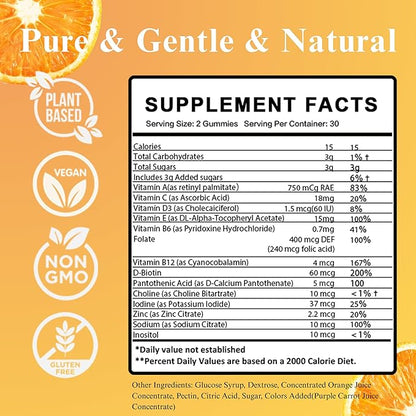 Womb Gummies for Hormone Balance & Ovary and Uterus Cleanse & Menstrual Cycle, Inositol Fertility PCOS Multivitamin Gummies for Women to Get Pregnant Fast, 60 Count Orange Flavor