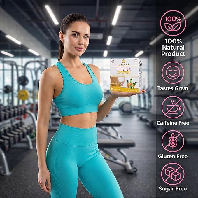 HYLEYS Slim Tea Weight Loss Herbal Supplement with Pineapple - Cleanse and Detox - 50 Tea Bags (1 Pack)