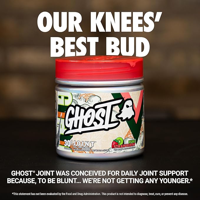 GHOST Joint Supplement, Kiwi Strawberry (30 Servings) - Daily Joint Maintenance Supplement for Men & Women - Glucosamine HCL, Chondroitin Sulfate & Curcumin - Cartilage, Bones & Joint Support