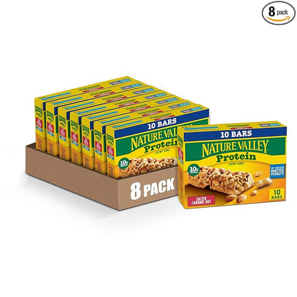Nature Valley Protein Granola Bars, Salted Caramel Nut, Snack Bars, 10 ct, 14.2 OZ (Pack of 8)