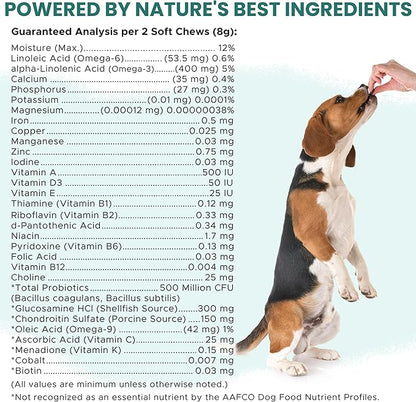 Dog Multivitamin Chewable - Chew + Heal 12-in-1, 60 Ct, Puppy & Senior Dog Vitamins & Supplements for Hip & Joint, Skin & Coat, Immune Support with Glucosamine, Omega 3,6,9, Probiotics, Chicken Flavor