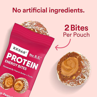RXBAR Protein Energy Bites, Gluten Free Protein Balls, Strawberry Peanut Butter, 21.1oz Box (24 Bites) 