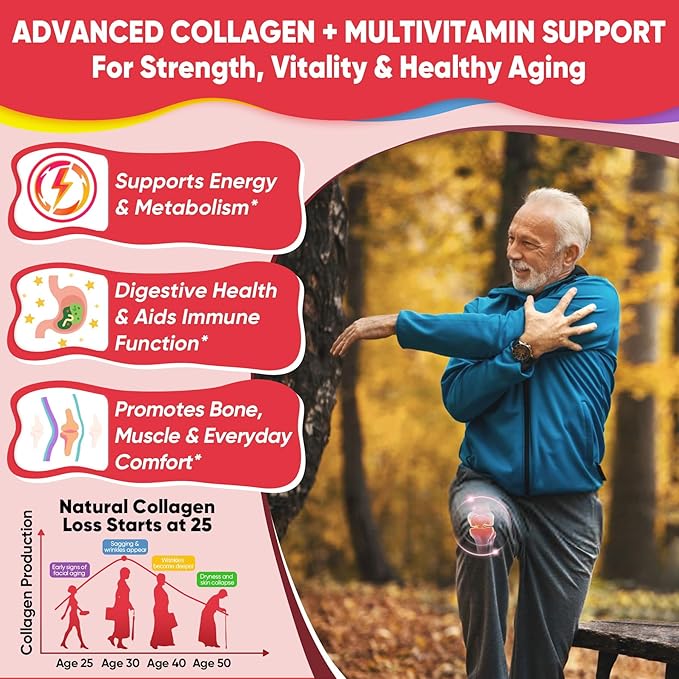 Collagen Peptide Gummies for Women & Men Sugar-Free, Multi Collagen Hydrolyzed w/ 1500mg Protein Type I,II,III,V,X, 5000mcg Biotin, Methylated B12, Vitamin C A E D3 B6 for Skin Hair Nails, Bone, 60Cts