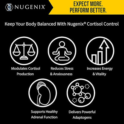 Nugenix Cortisol Control - Cortisol Reducer and Adrenal Support Manager Supplement for Men, 60 Capsules