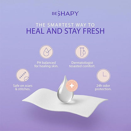 BeShapy Feminine Wipes for Women | Care Cleansing | Hygiene Essentials | Intimate & Personal 25 Large Disposable