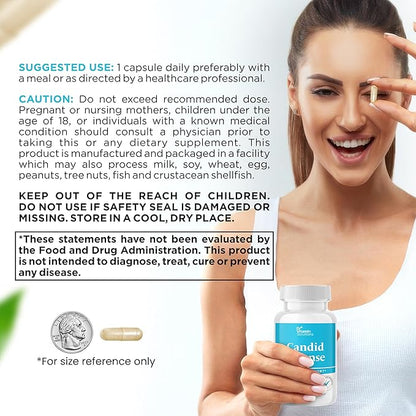 Candid Cleanse Supplement with GLP-1 Support - Oregano Leaf, Caprylic Acid & LactoSpore | Candida Support Pills for Digestive Health | Candida Cleanse Detox for Women & Men | 30