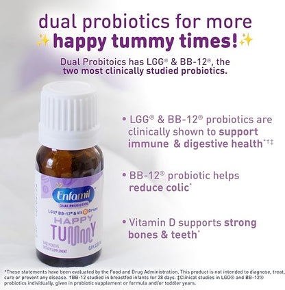 Enfamil Prenatals & Baby Vitamins Dual Probiotics Drops, Supports Baby's Immune & Digestive Health*, 8.7mL Bottle