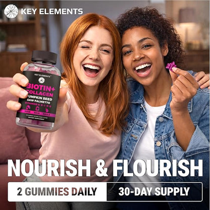 Hair Skin and Nails 10000mcg Biotin Gummies & Collagen Gummies - Biotin Vitamins for Hair Growth Pumpkin Seed Oil, Saw Palmetto Extract & Vitamins A B6 C D E - Biotin and Collagen Supplements