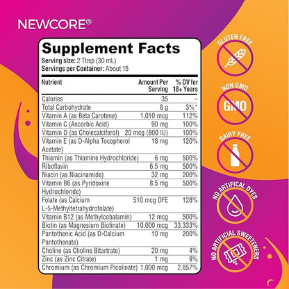 Liquid Multivitamin for Women – Promotes Thicker Hair & Smoother Skin – with Biotin, Collagen, and Vitamins – Vegan, Non-GMO – 10.14 fl oz
