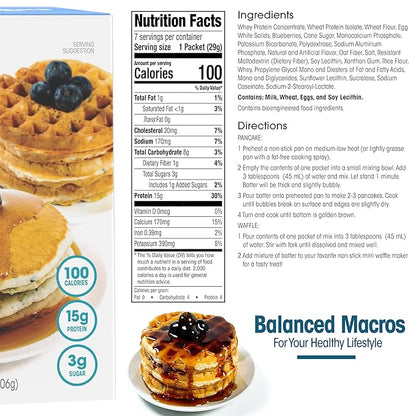 Wonderslim Protein Pancake & Waffle Mix, Blueberry, Low Sugar & Low Calorie (7ct)