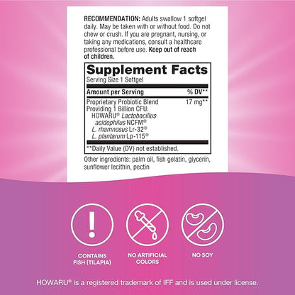 Nature's Way Women's Probiotic Pearls, Supports Vaginal and Digestive Health*, 1 Billion Live Cultures, Protects Against Occasional Bloating & Constipation*, Easy-to-Swallow Softgels, 30 Count