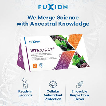 FuXion | Vita Xtra T+ | Energy Drink Powder | Energy Support | Multimineral and Multivitamin Powder Drink | Provides Physical Energy and Vitality | Powerful Antioxidants | Purple Corn Flavor | 28u