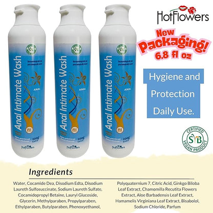 HOT FLOWERS Herbal Fresh Unisex Anal Intimate Wash for Personal Care, pH Balanced for Essentials Body Health, Daily Use, Dry Skin, Proctologist Tested (3)