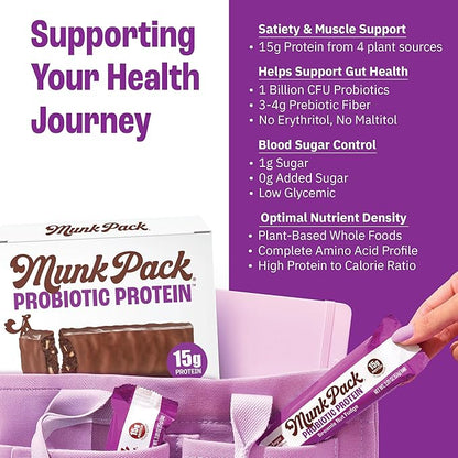 Munk Pack Brownie Nut Fudge Keto Protein Bars | 15g Protein, 1g Sugar, 4g Net Carbs | Vegan, Plant-Based Snacks for Gut Health | 12 Count