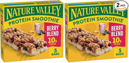 Nature Valley Protein Smoothie Chewy Snack Bars, Berry Blend Protein Bars, 7.1 oz, 5 Count (Pack of 2)