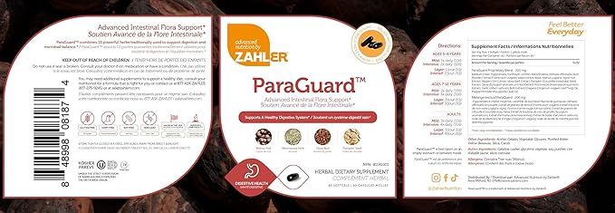 Zahler - ParaGuard Cleanse Softgels - Gut Health Detox Supplement - Formula has Wormwood, Garlic Bulb, Pumpkin Seed, Clove & More - Natural Cleanse Detox for Humans - Certified Kosher 90 Count