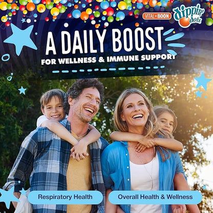 Dippin' Dots - Sambucus Elderberry + Vitamin C + Zinc Immune Support Gummies - Black Elderberry Gummies for Adults & Kids, Gelatin Free Gluten Free Immune Support Supplement for Women & Men (60 Count)